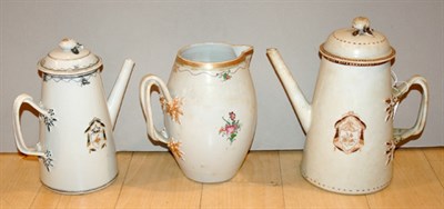 Lot 420 - Two Chinese Export Porcelain Coffee Pots;...