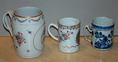Lot 411 - Chinese Export Porcelain Tankard; Together...