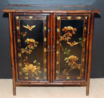 Lot 196 - Victorian Style Lacquered and Bamboo Two-Door...