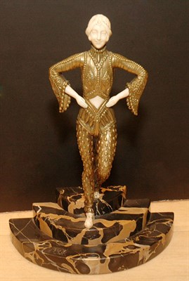 Lot 2210 - Gilt-Bronze, Ivory and Veined Marble Figure...