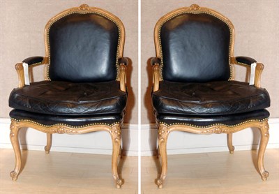 Lot 415 - Set of Four Louis XV Style Leather Upholstered...
