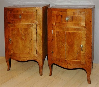 Lot 528 - Pair of Italian Neoclassical Walnut Commodini...