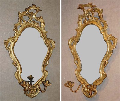 Lot 398 - Pair of Italian Rococo Gilt-Wood Girandole...