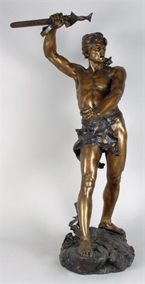 Lot 2563 - Patinated-Bronze Figure Modeled as a male semi-...