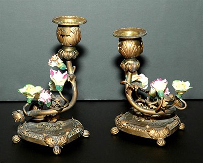 Lot 250 - Pair of French Gilt-Metal and Porcelain...