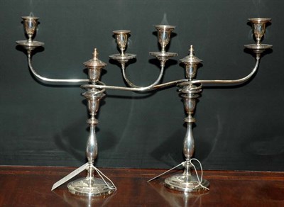Lot 348 - Pair of Silver Plated Three-Light Convertible...