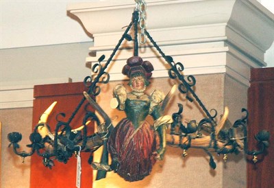 Lot 407 - Horn Six-Light Chandelier