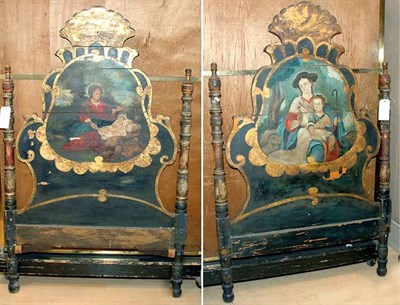 Lot 231 - Pair of Continental Painted Headboards Height...