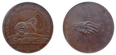 Lot 2280 - SIERRA LEONE: 1791, Penny, Bronze, KM. #2.2