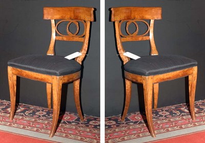 Lot 434 - Pair of Empire Style Fruitwood Side Chairs