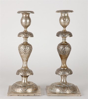 Lot 441 - Pair of Continental Silver Candlesticks Total...