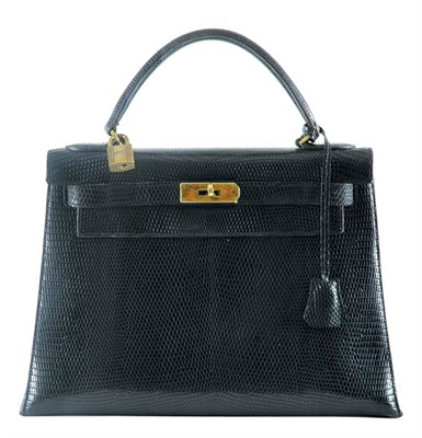Lot 313 - Hermes Black Lizard Kelly Bag French, 1980s...