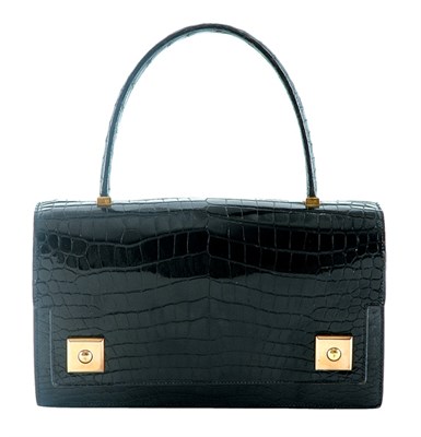 Lot 309 - Hermes Black Alligator Piano Bag French, 1960s...