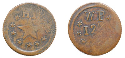 Lot 2674 - 1871, Wailuku Plantation Copper Token, 12 1/2 Cents