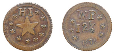 Lot 2676 - 1871, Wailuku Plantation Copper Token, 12 1/2 Cents