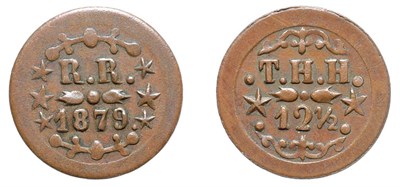 Lot 2678 - 1879, Kahului & Wailuku Railroad Copper Token, 12 1/2 Cents