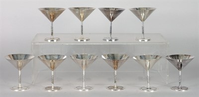 Lot 239 - Set of Ten Art Deco Style Continental Silver...