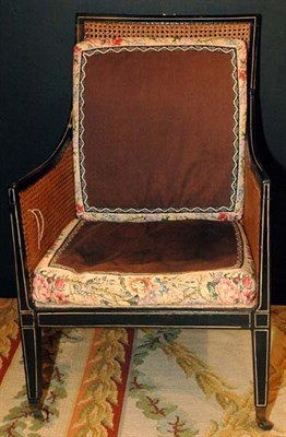 Lot 206 - Regency Black Lacquered Caned Armchair