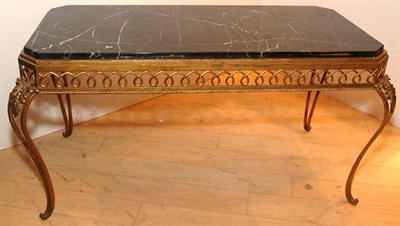 Lot 3203 - Brass and Marble Coffee Table