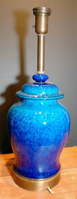 Lot 3614 - Blue Sevres Pottery Lamp