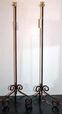 Lot 3249 - Pair of Scrolled Metal Floor Lamps Modern