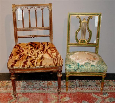 Lot 288 - Two Louis XVI Style Parcel Gilt Upholstered...
