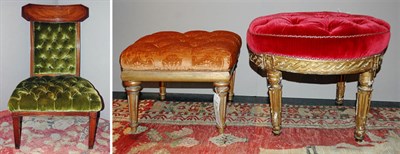 Lot 181A - Two Louis XVI Style Gilt-Wood Tabourets One...