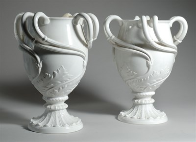 Lot 285 - Pair of White Glazed Pottery Urns Villeroy &...