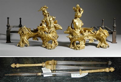 Lot 287 - Pair of Louis XV Style Gilt-Bronze Chenets...