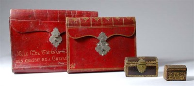 Lot 163 - Pair of Steel Mounted Red Gilt Tooled Leather...
