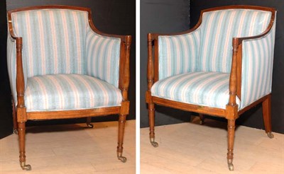 Lot 314 - Pair of Edwardian Style Inlaid Mahogany Armchairs