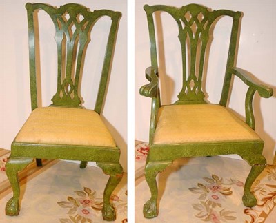 Lot 3356 - Set of Eight Georgian Style Painted Dining...