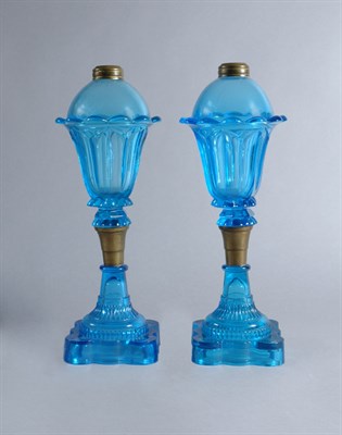 Lot 2296 - Assembled Pair of Blue Pressed and Mold Blown...