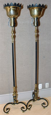 Lot 389 - Pair of Torchere Style Iron Floor Lamps Height...
