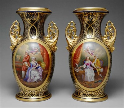 Lot 2132 - Pair of Sevres Style Gilt Decorated Porcelain...