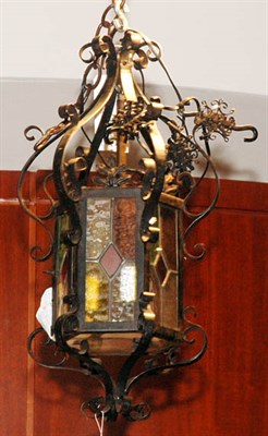 Lot 3505 - Wrought Metal and Glass Hallway Light