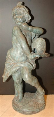Lot 483 - Patinated-Metal Garden Statue of Girl and a...