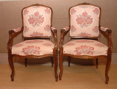 Lot 367 - Pair of Louis XV Style Upholstered Walnut...