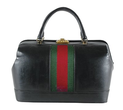 Lot 289 - Gucci Black Leather Travel Bag Italian, 1960s...