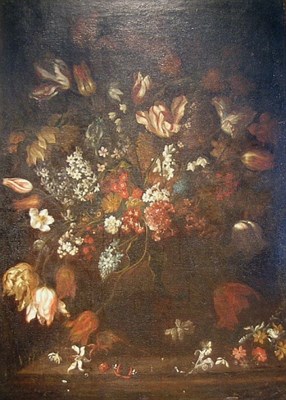 Lot 50 - Flemish School 18th Century FLORAL STILL LIFE...
