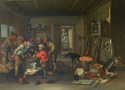 Lot 53 - Dutch School 18th Century MEN GAMBLING IN AN...