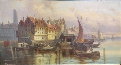Lot 4027 - Van Hoom Dutch, 19th/20th century HARBOR TOWN...