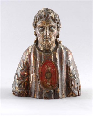 Lot 336 - Continental Polychrome and Gilt Decorated Bust...