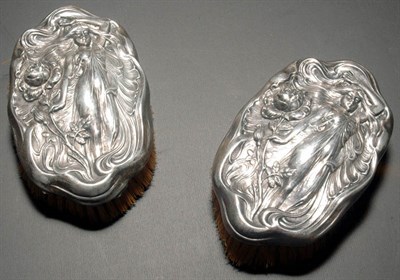 Lot 3431 - Pair of Art Nouveau Silver Plated Clothes Brushes
