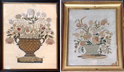 Lot 3484 - Two Beadwork Floral Pictures