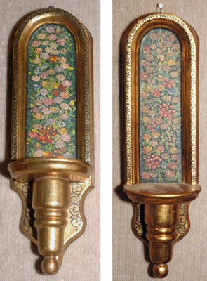 Lot 3483 - Set of Four Polychrome Painted and Gilt-Wood...