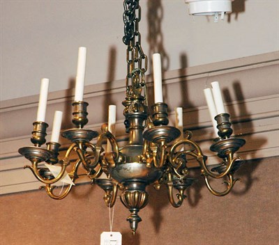 Lot 3518 - Rococo Style Brass Eight-Light Chandelier