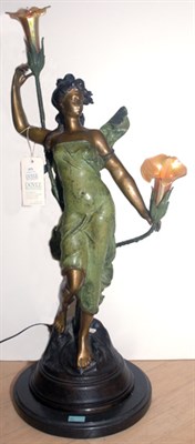 Lot 3571 - Patinated Metal Figural Lamp