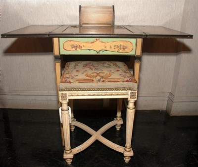Lot 138 - Continental Green and Cream Painted Harlequin...