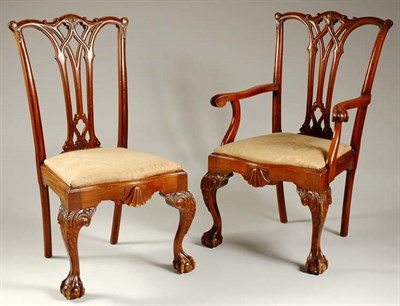 Lot 2577 - Set of Eight Georgian Style Carved Mahogany...